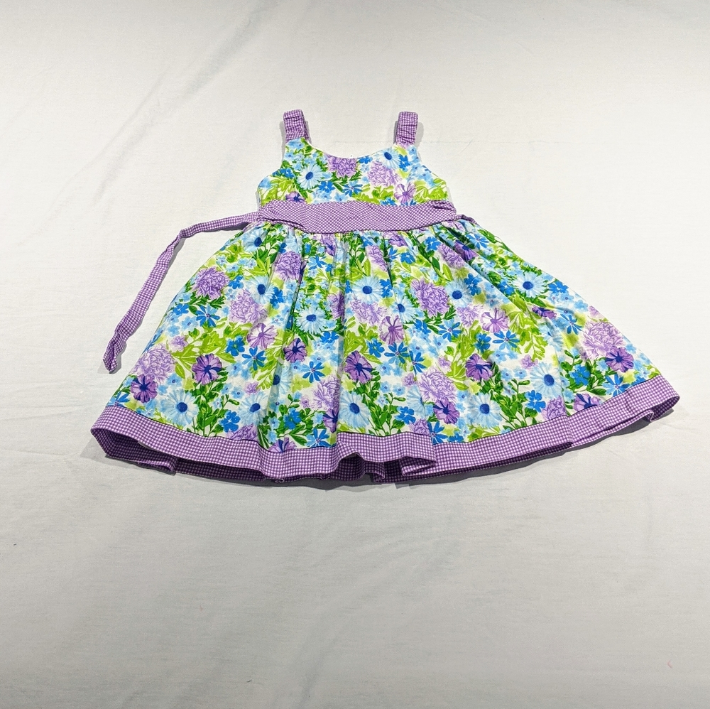 Girls Spring Blue & Purple Flowers Easter Dress